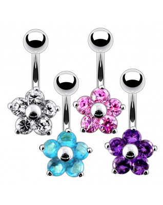 Strieborný piercing do pupku - kvietka