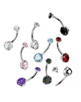 Piercing do pupku vnútorný závit, zirkón - TITAN