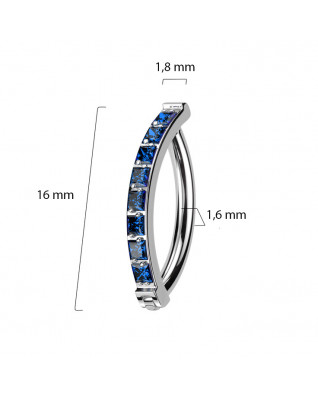 Piercing do pupku TITAN, modré zirkóny