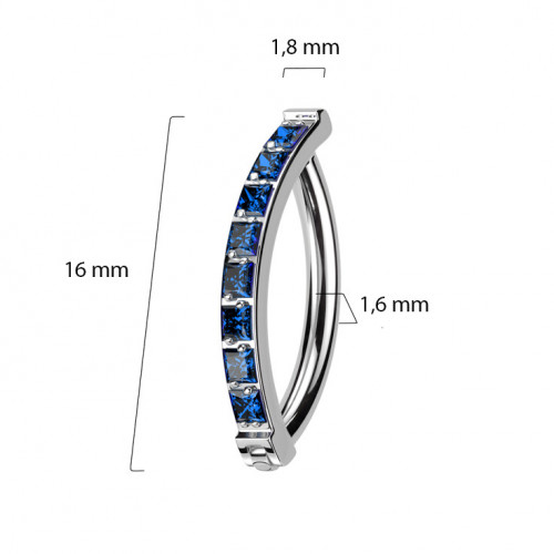 Piercing do pupku TITAN, modré zirkóny