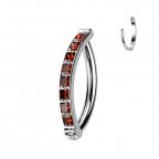 Piercing do pupku TITAN, červené zirkóny