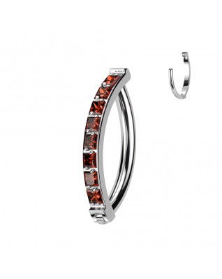 Piercing do pupku TITAN, červené zirkóny