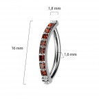 Piercing do pupku TITAN, červené zirkóny