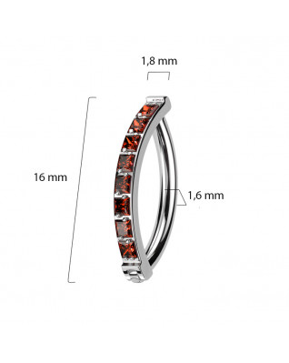 Piercing do pupku TITAN, červené zirkóny