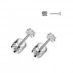 Oceľové náušnice - číre zirkóny 3x3 mm