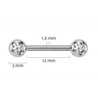 Piercing do bradavky TITAN, číre zirkóny
