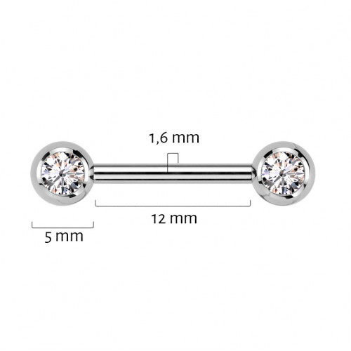 Piercing do bradavky TITAN, číre zirkóny