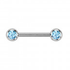 Piercing do bradavky TITAN, tyrkysové zirkóny