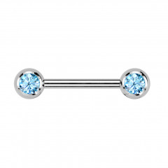 Piercing do bradavky TITAN, tyrkysové zirkóny