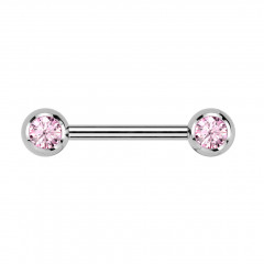 Piercing do bradavky TITAN, ružové zirkóny