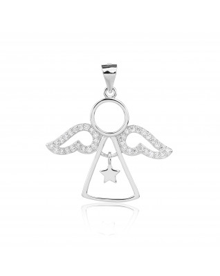 Strieborný prívesok anjelik so zirkónmi