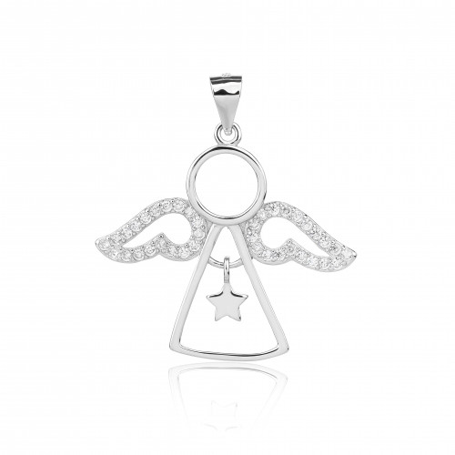 Strieborný prívesok anjelik so zirkónmi