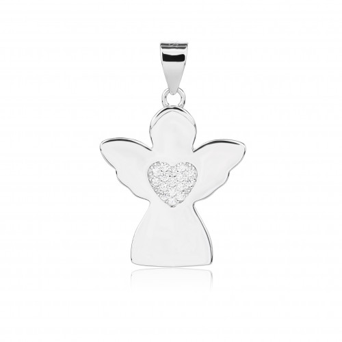 Strieborný prívesok anjelik so srdiečkom