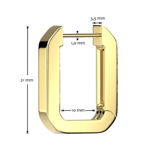 Pozlátené oceľové náušnice kruhy hranaté