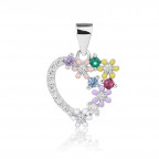 Strieborný prívesok srdiečko s kvetinkami