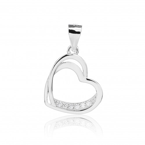 Strieborný prívesok srdiečko so zirkónmi