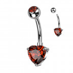 Piercing do pupku so srdiečkom, farba: červená