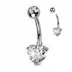 Piercing do pupku so srdiečkom, farba: číra