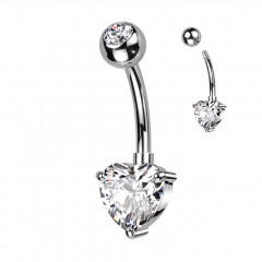 Piercing do pupku so srdiečkom, farba: číra