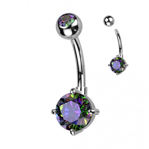 Piercing do pupku s okrúhlym kameňom, Farba Vitrail Medium