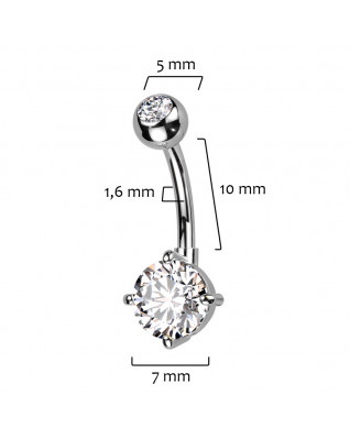 Piercing do pupku s okrúhlym kameňom, Farba Vitrail Medium