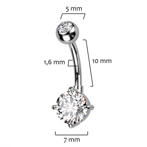 Piercing do pupku s okrúhlym kameňom
