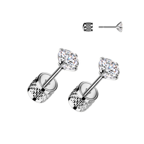 Oceľové náušnice - číre zirkóny 4 mm