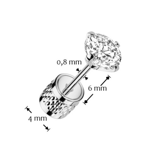 Oceľové náušnice - číre zirkóny 4 mm