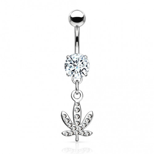 Piercing do pupku - list marihuany