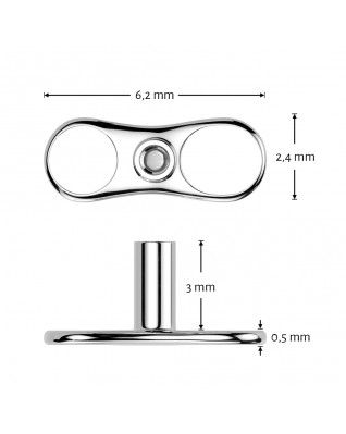 Kompletný microdermal piercing TITAN, 1,2mm, 3mm kameň