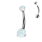 Piercing do pupku MALÝ - TITAN, biely opál