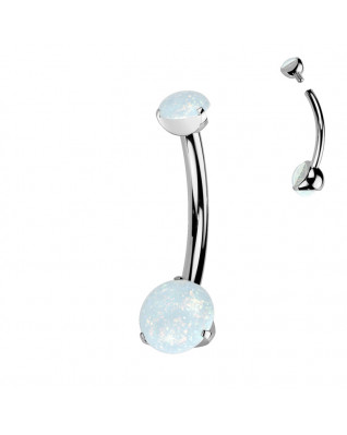 Piercing do pupku MALÝ - TITAN, biely opál