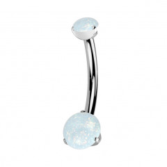 Piercing do pupku MALÝ - TITAN, biely opál