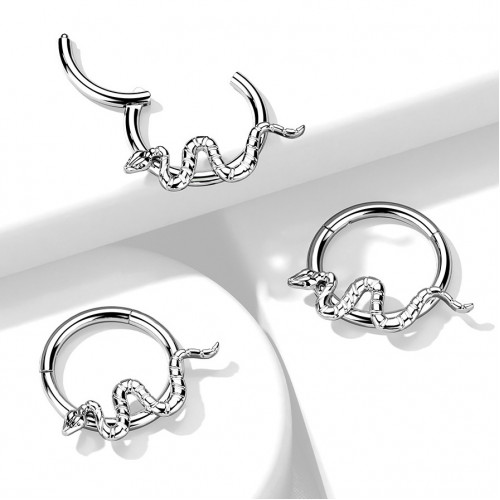 Segment kruh s hadom - helix / cartilage / tragus piercing TITAN