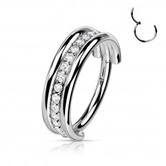 Segment kruh - helix / cartilage / tragus piercing TITAN, číre zirkóny