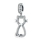 Strieborný prívesok korálik s mačičkou