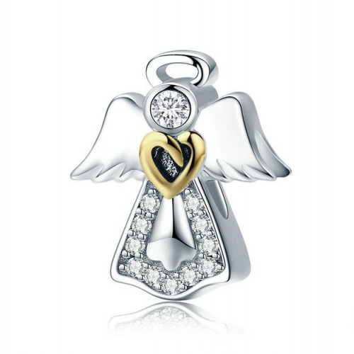 Strieborná korálka na náramok anjelik