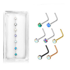 Sada 7 piercingov do nosa s opálom