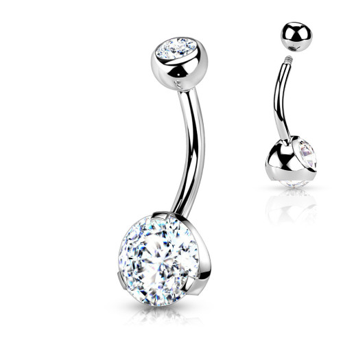 Piercing do pupku - banánik so zirkónmi