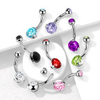 Piercing do pupku - banánik so zirkónmi