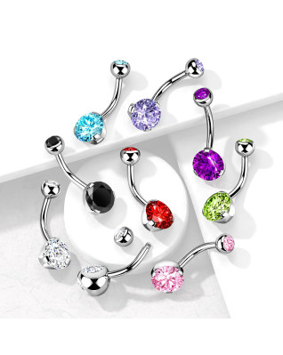 Piercing do pupku - banánik so zirkónmi