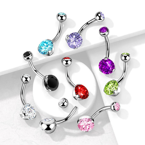 Piercing do pupku - banánik so zirkónmi