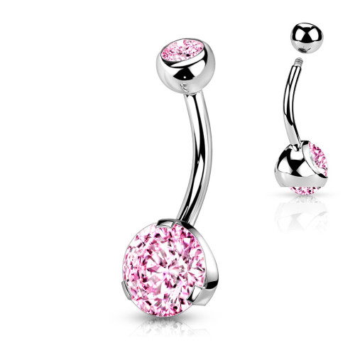 Piercing do pupku - banánik so zirkónmi