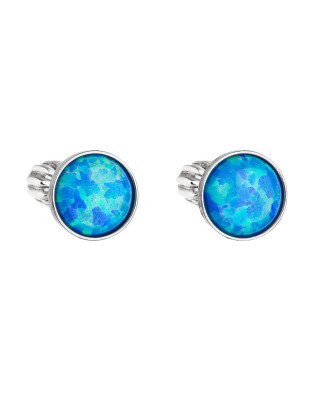 Strieborné skrutkovacie náušnice s opálmi, Blue
