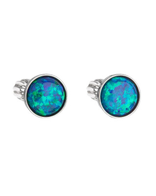Strieborné skrutkovacie náušnice s opálmi, Green