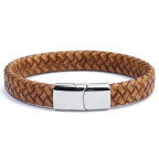 Kožený náramok splietaný s oceľovou sponou
