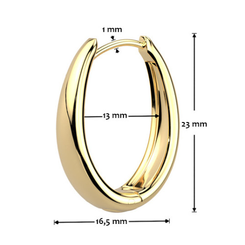 Pozlátené oceľové náušnice ovály