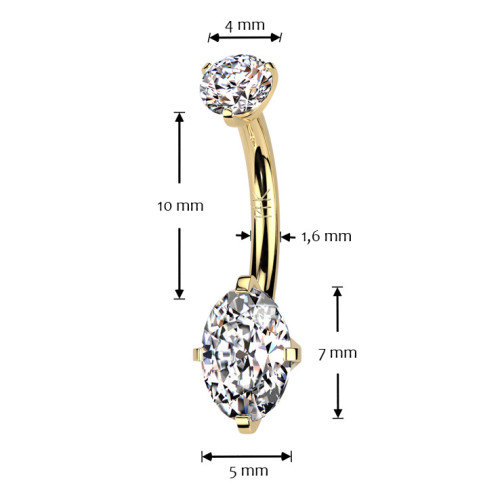 Zlatý piercing do pupku, Au 585/1000