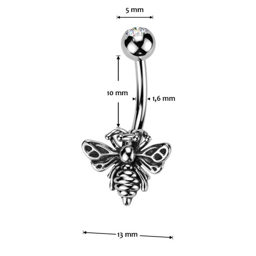 Piercing do pupku včielka