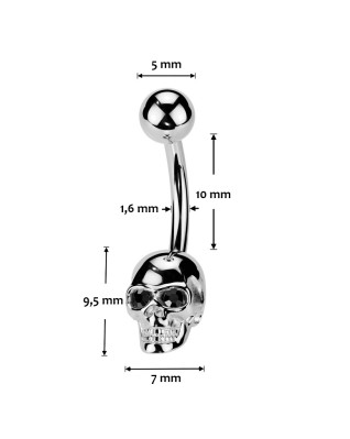 Piercing do pupku lebka
